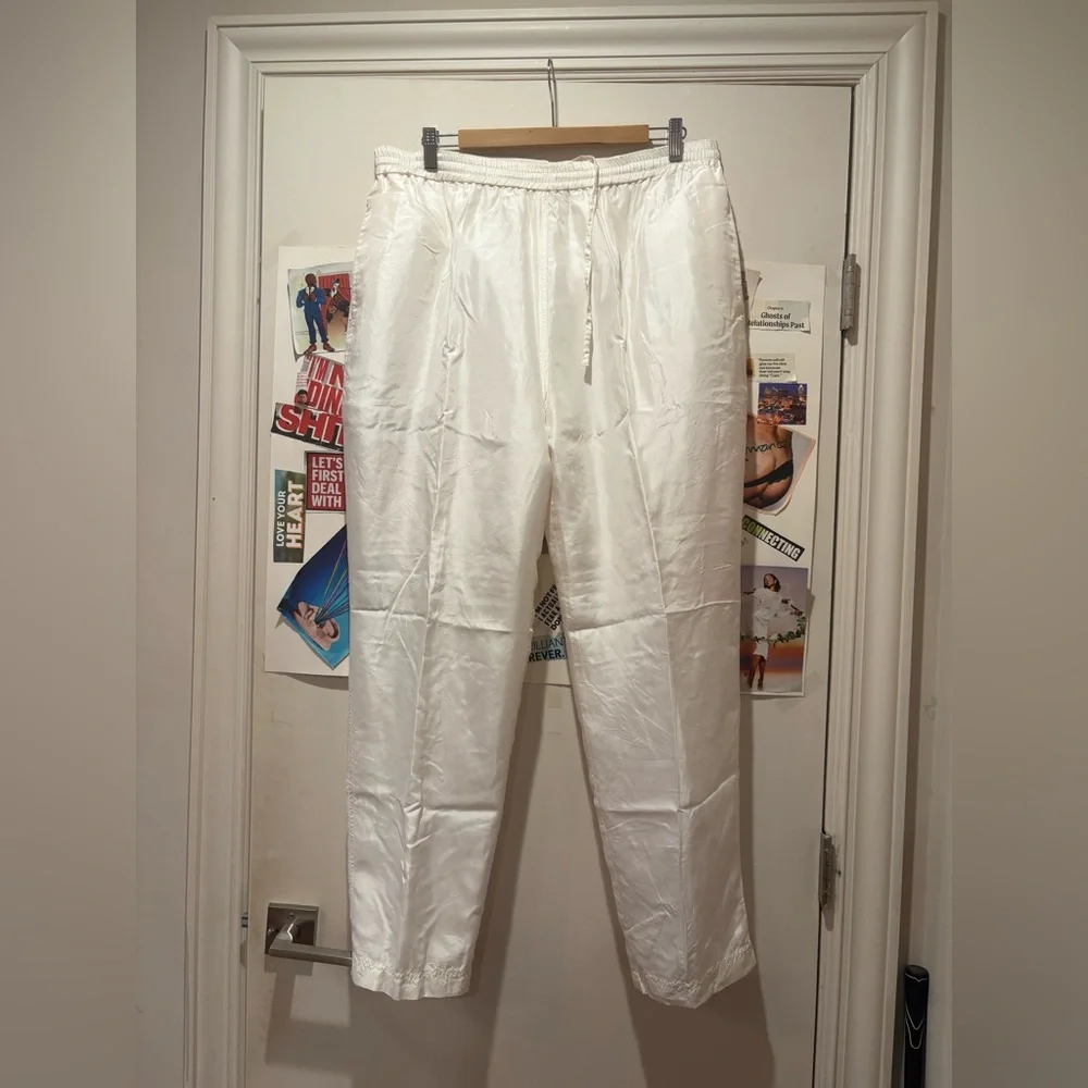 VTG Women's White Silk Joggers - Picture 1 of 9